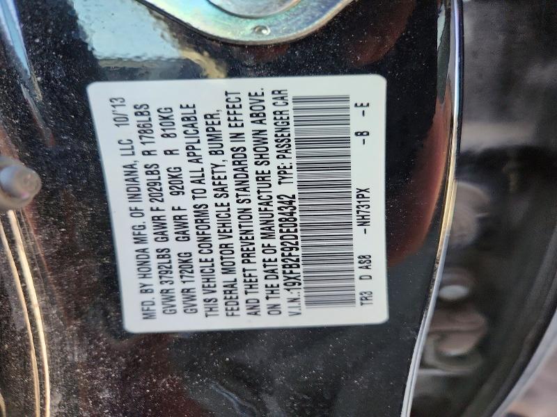Продаж на аукціоні авто 2013 Honda Civic, vin: 19XFB2F92DE084342, номер лоту: 68282146