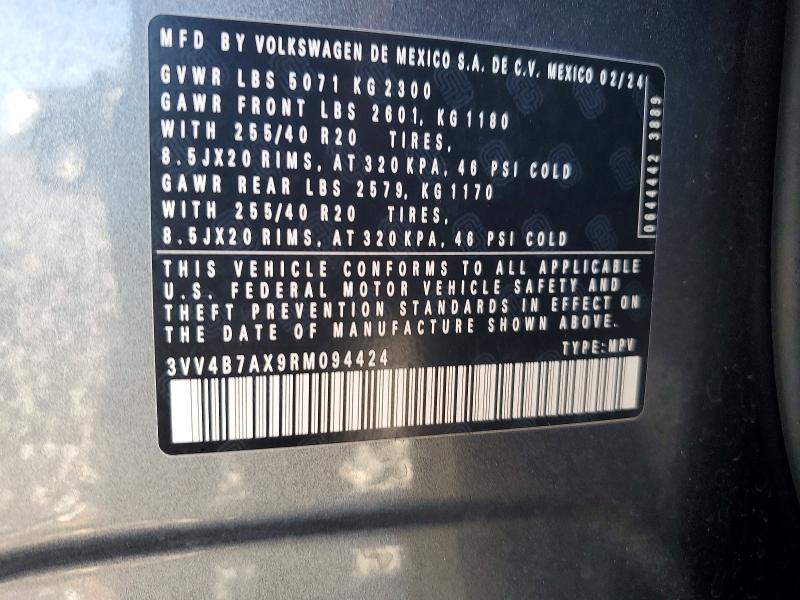 Aukcja sprzedaży 2024 Volkswagen Tiguan, vin: 3VV4B7AX9RM094424, numer aukcji: 68577156