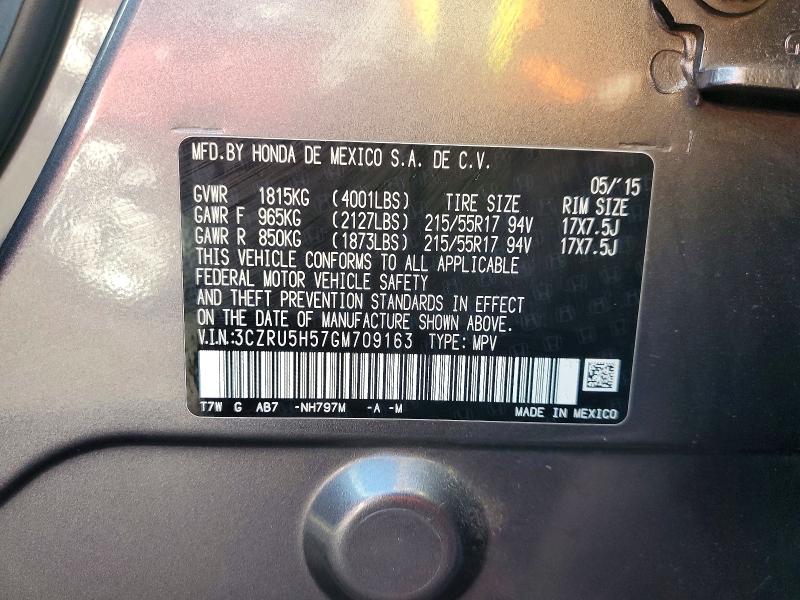 70497336 :رقم المزاد ، 3CZRU5H57GM709163 vin ، 2016 Honda Hr-v مزاد بيع