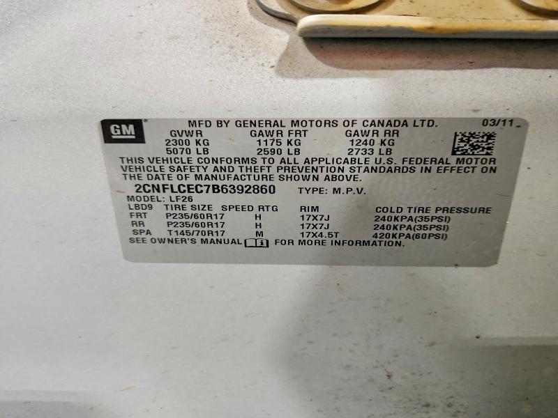 68178286 :رقم المزاد ، 2CNFLCEC7B6392860 vin ، 2011 Chevrolet Equinox مزاد بيع