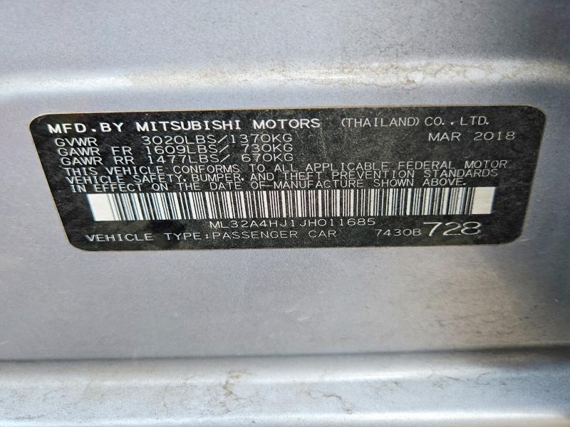 Aukcja sprzedaży 2018 Mitsubishi Mirage, vin: ML32A4HJ1JH011685, numer aukcji: 70517276