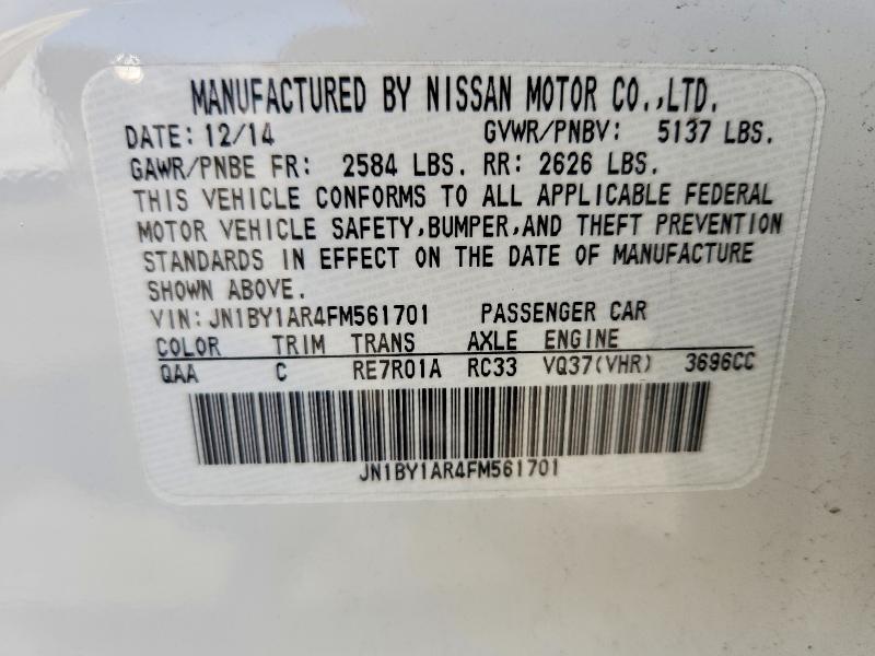 Aukcja sprzedaży 2015 Infiniti Q70, vin: JN1BY1AR4FM561701, numer aukcji: 68446396