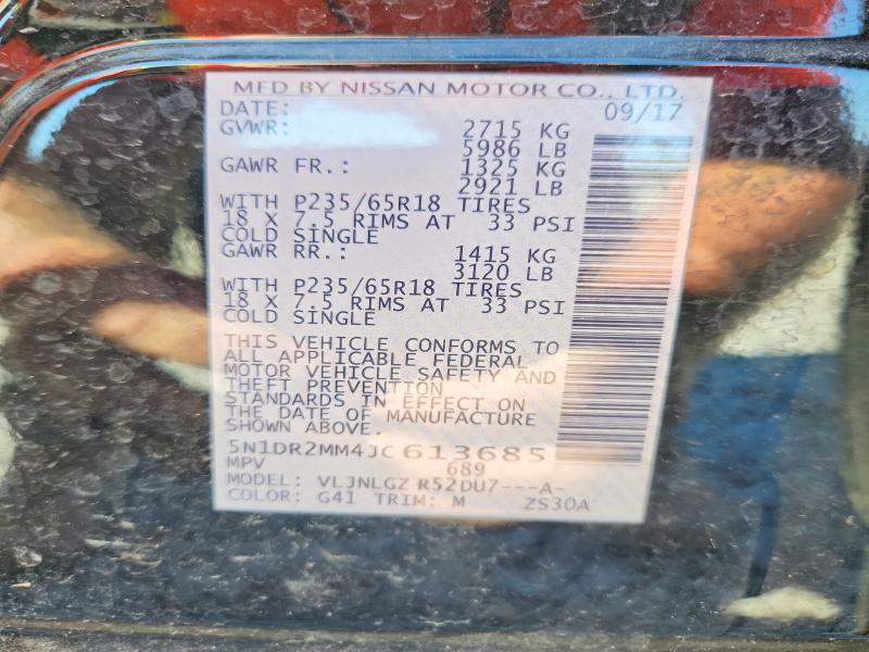 Продажа на аукционе авто 2018 Nissan Pathfinder, vin: 5N1DR2MM4JC613685, номер лота: 70769746