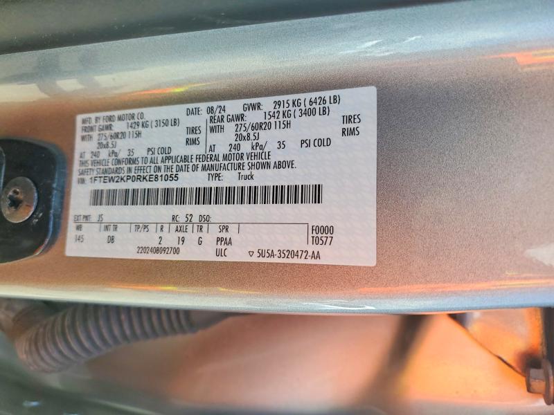 Продажа на аукционе авто 2024 Ford F150, vin: 1FTEW2KP0RKE81055, номер лота: 67700706