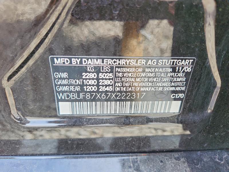 68176426 :رقم المزاد ، WDBUF87X67X222317 vin ، 2007 Mercedes-benz E مزاد بيع