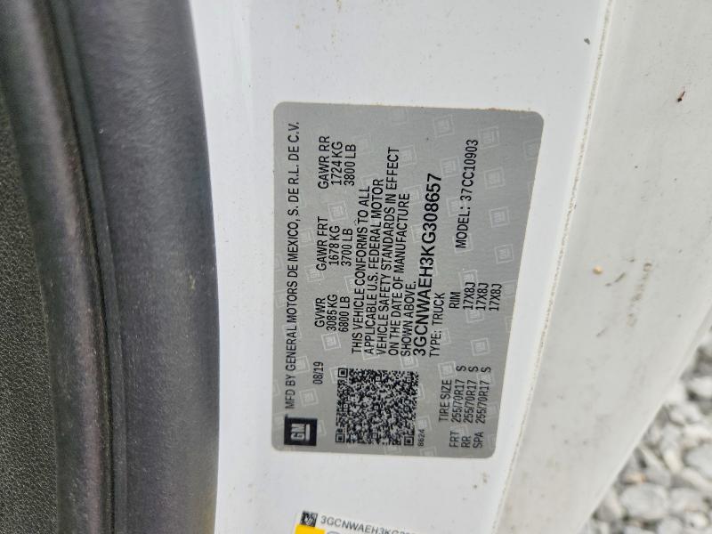 Aukcja sprzedaży 2019 Chevrolet Silverado, vin: 3GCNWAEH3KG308657, numer aukcji: 70118666