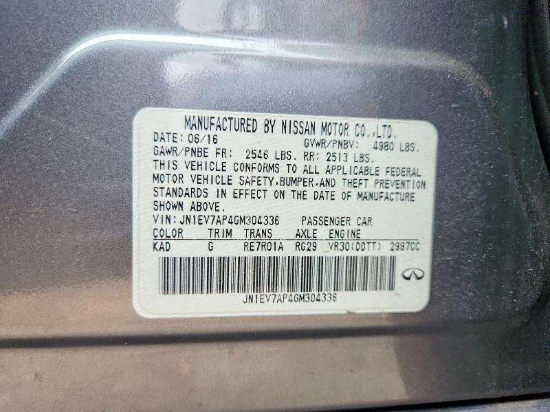 2016 Infiniti Q50 მანქანა იყიდება აუქციონზე, vin: JN1EV7AP4GM304336, აუქციონის ნომერი: 70260216