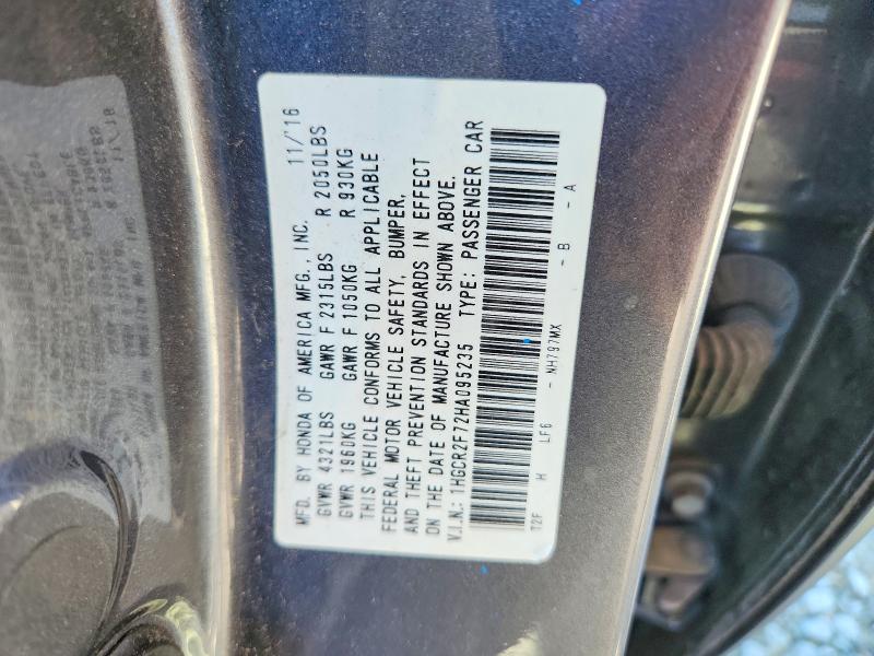 69684486 :رقم المزاد ، 1HGCR2F72HA095235 vin ، 2017 Honda Accord مزاد بيع