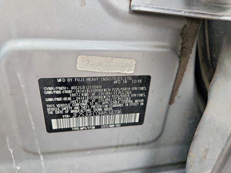 2017 Subaru Forester მანქანა იყიდება აუქციონზე, vin: JF2SJGEC0HH534096, აუქციონის ნომერი: 69222266