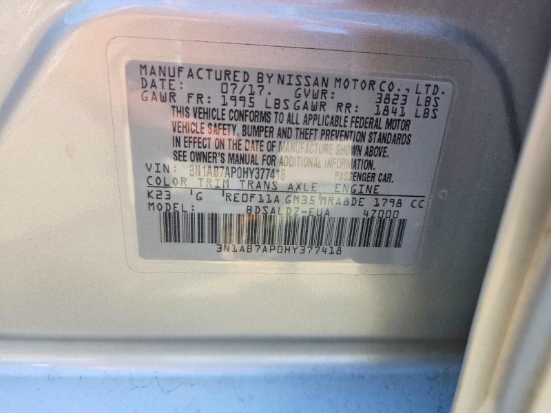 Aukcja sprzedaży 2017 Nissan Sentra, vin: 3N1AB7AP0HY377418, numer aukcji: 67772506