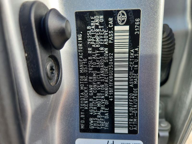 2016 Toyota Camry მანქანა იყიდება აუქციონზე, vin: 4T1BF1FK8GU250462, აუქციონის ნომერი: 70354446