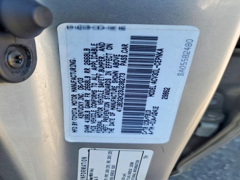 Продажа на аукционе авто 2003 Toyota Camry, vin: 4T1BE32K23U238273, номер лота: 70947606