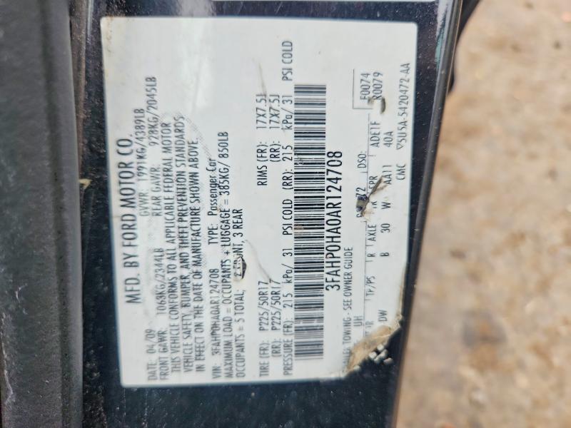 Продаж на аукціоні авто 2010 Ford Fusion, vin: 3FAHP0HA0AR124708, номер лоту: 70713516