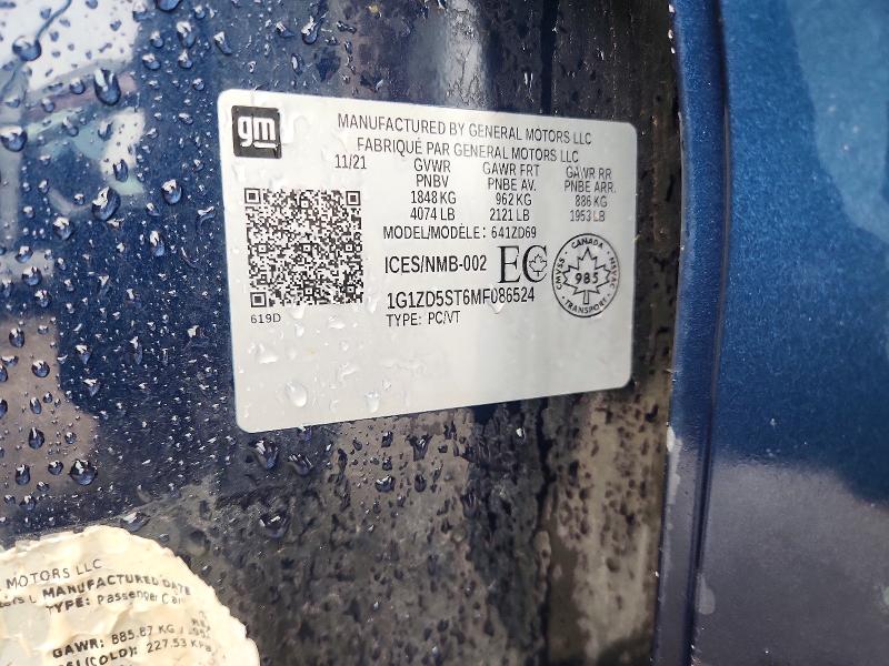 68948016 :رقم المزاد ، 1G1ZD5ST6MF086524 vin ، 2021 Chevrolet Malibu مزاد بيع
