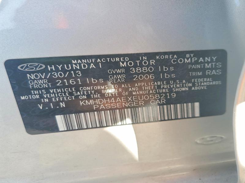 2014 Hyundai Elantra მანქანა იყიდება აუქციონზე, vin: KMHDH4AEXEU058219, აუქციონის ნომერი: 68804506