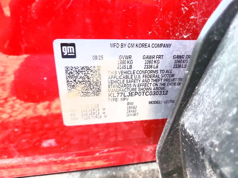 Aukcja sprzedaży 2026 Chevrolet Trax, vin: KL77LJEP0TC030312, numer aukcji: 66975736