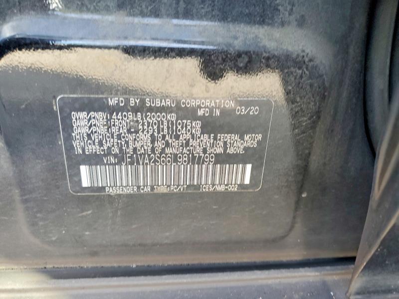 Aukcja sprzedaży 2020 Subaru Wrx, vin: JF1VA2S66L9817799, numer aukcji: 69747646