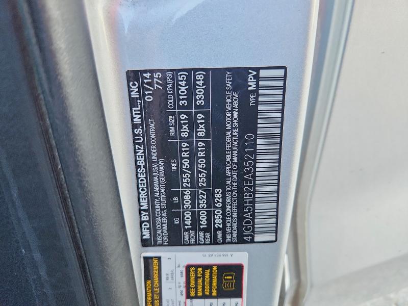 Aukcja sprzedaży 2014 Mercedes-benz Ml, vin: 4JGDA5HB2EA352110, numer aukcji: 69233776