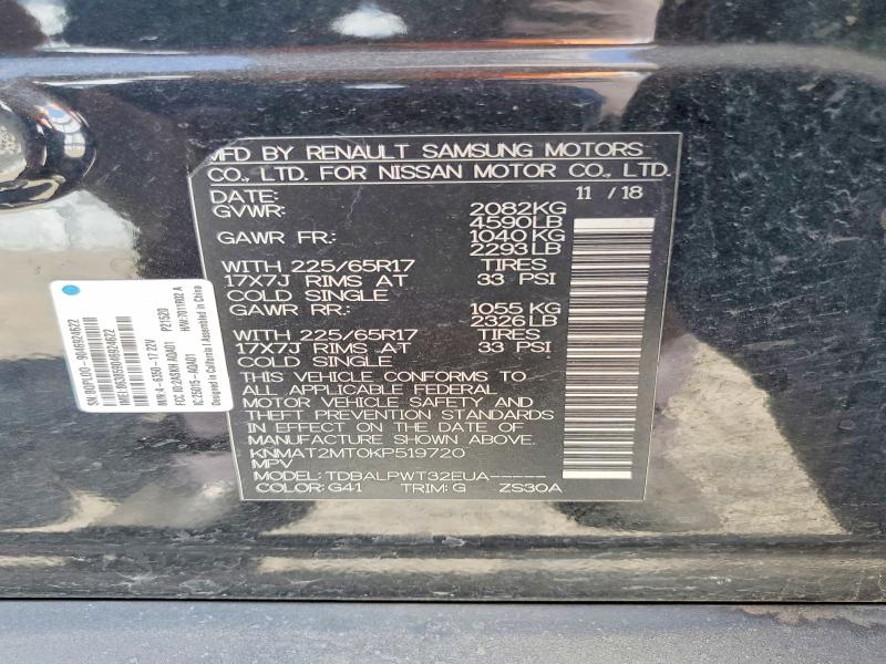 Aukcja sprzedaży 2019 Nissan Rogue, vin: KNMAT2MT0KP519720, numer aukcji: 68048086