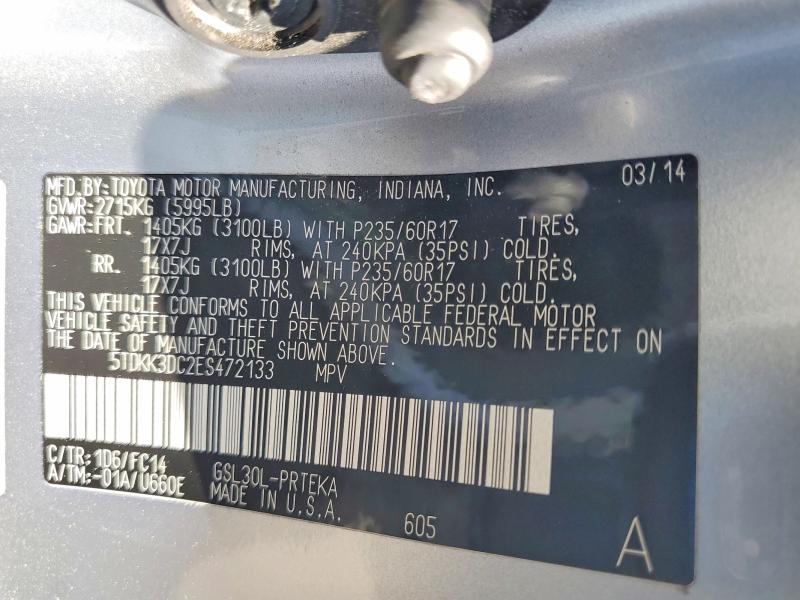 Продажа на аукционе авто 2014 Toyota Sienna, vin: 5TDKK3DC2ES472133, номер лота: 69589446
