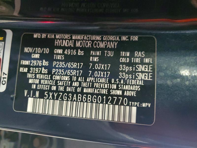 Aukcja sprzedaży 2011 Hyundai Santa Fe, vin: 5XYZG3AB6BG012770, numer aukcji: 69219176