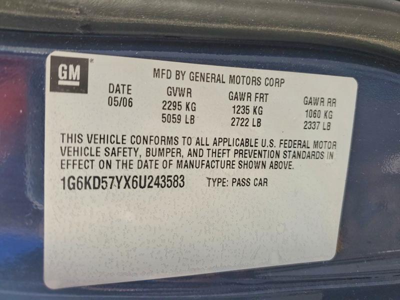 Aukcja sprzedaży 2006 Cadillac Dts, vin: 1G6KD57YX6U243583, numer aukcji: 71089556