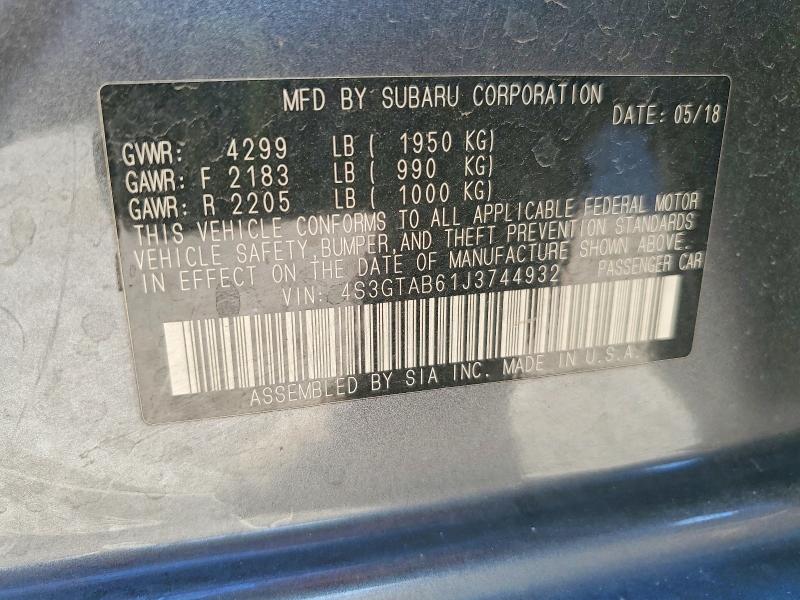 Продаж на аукціоні авто 2018 Subaru Impreza, vin: 4S3GTAB61J3744932, номер лоту: 67663496