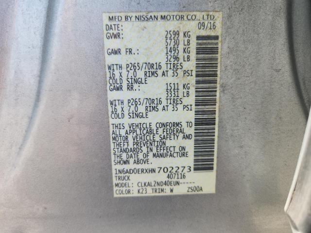 2017 Nissan Frontier მანქანა იყიდება აუქციონზე, vin: 1N6AD0ERXHN702273, აუქციონის ნომერი: 69966176
