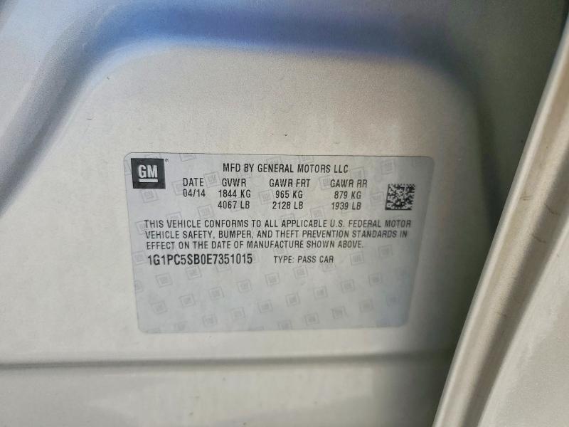 70697576 :رقم المزاد ، 1G1PC5SB0E7351015 vin ، 2014 Chevrolet Cruze مزاد بيع