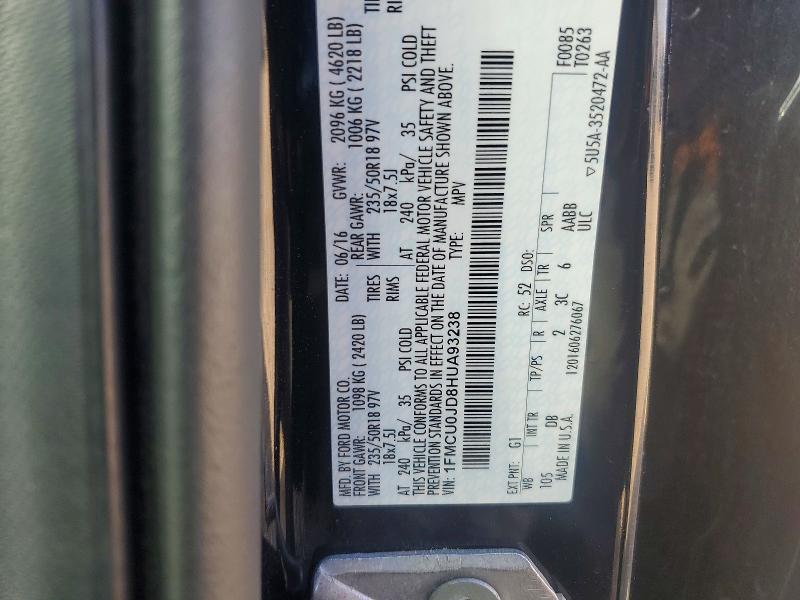 Продаж на аукціоні авто 2017 Ford Escape, vin: 1FMCU0JD8HUA93238, номер лоту: 69906626