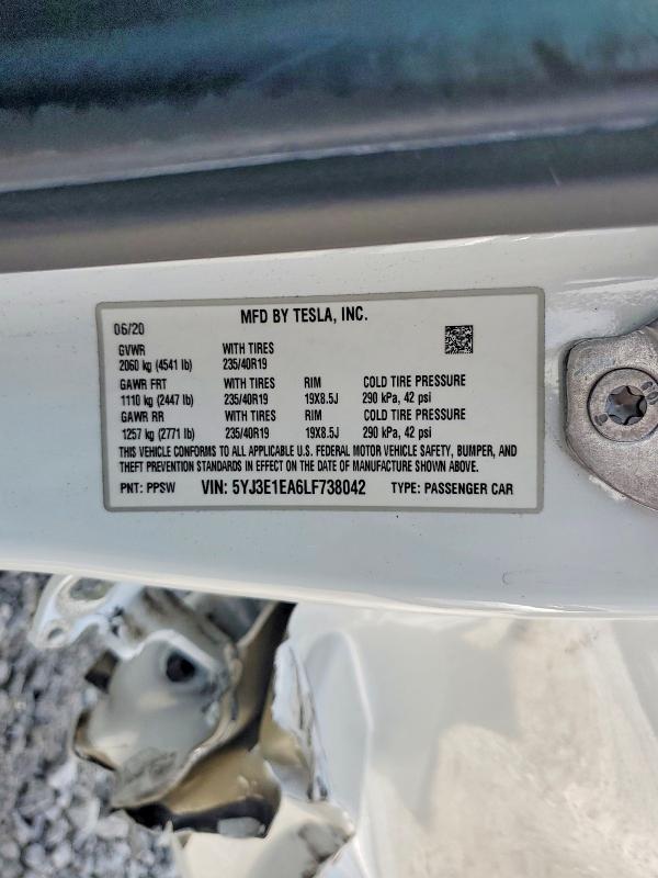 Продажа на аукционе авто 2020 Tesla Model 3, vin: 5YJ3E1EA6LF738042, номер лота: 66855496