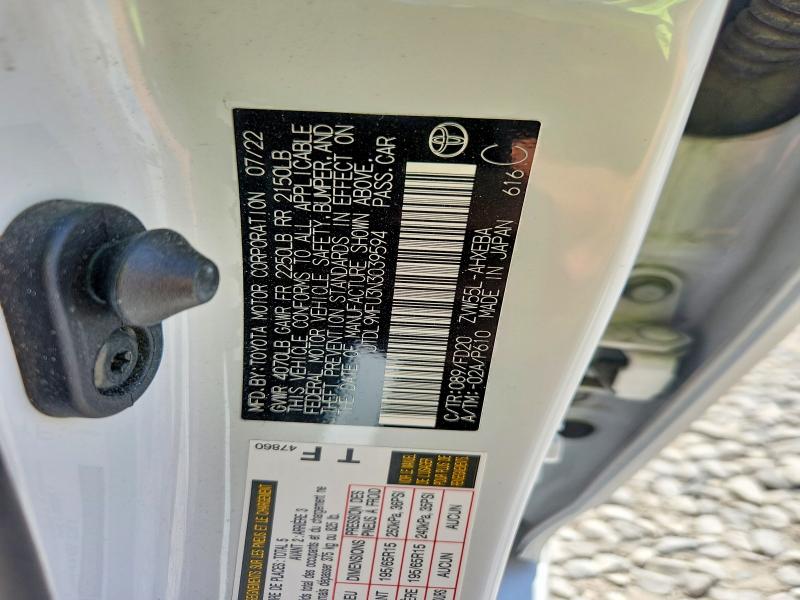 2022 Toyota Prius მანქანა იყიდება აუქციონზე, vin: JTDL9MFU3N3039594, აუქციონის ნომერი: 68369916