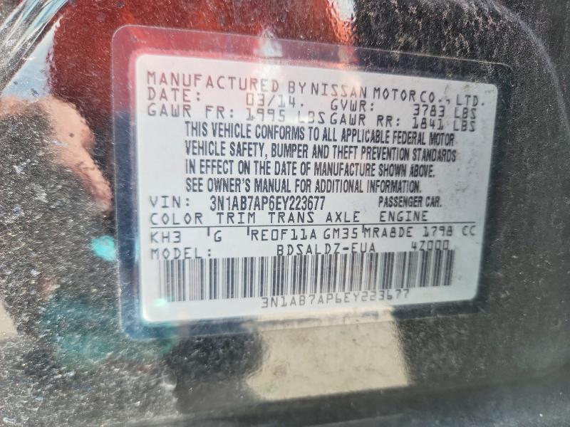 70007496 :رقم المزاد ، 3N1AB7AP6EY223677 vin ، 2014 Nissan Sentra مزاد بيع
