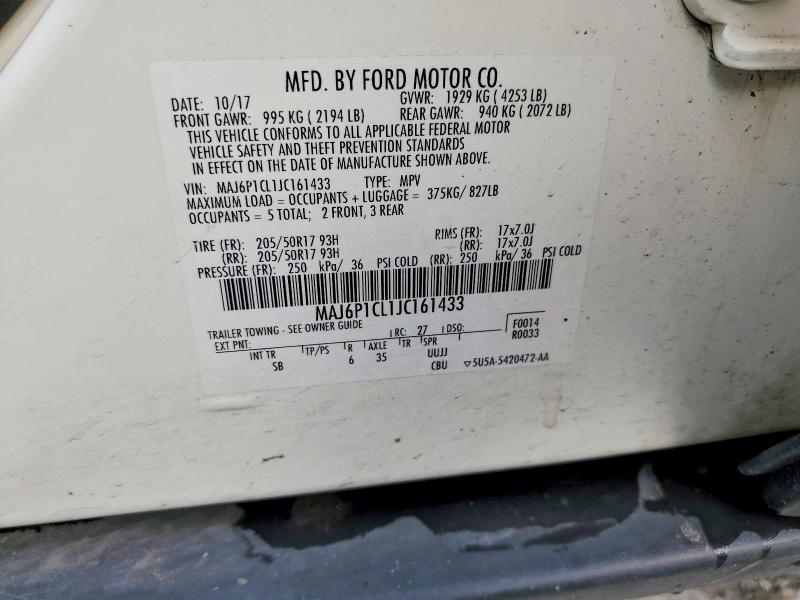 Продаж на аукціоні авто 2018 Ford Ecosport, vin: MAJ6P1CL1JC161433, номер лоту: 69169886