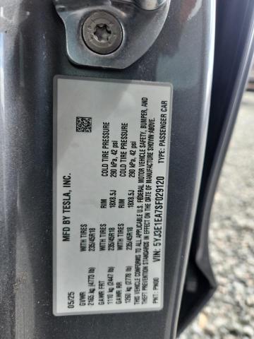 70407496 :رقم المزاد ، 5YJ3E1EA7SF029120 vin ، 2025 Tesla Model 3 مزاد بيع