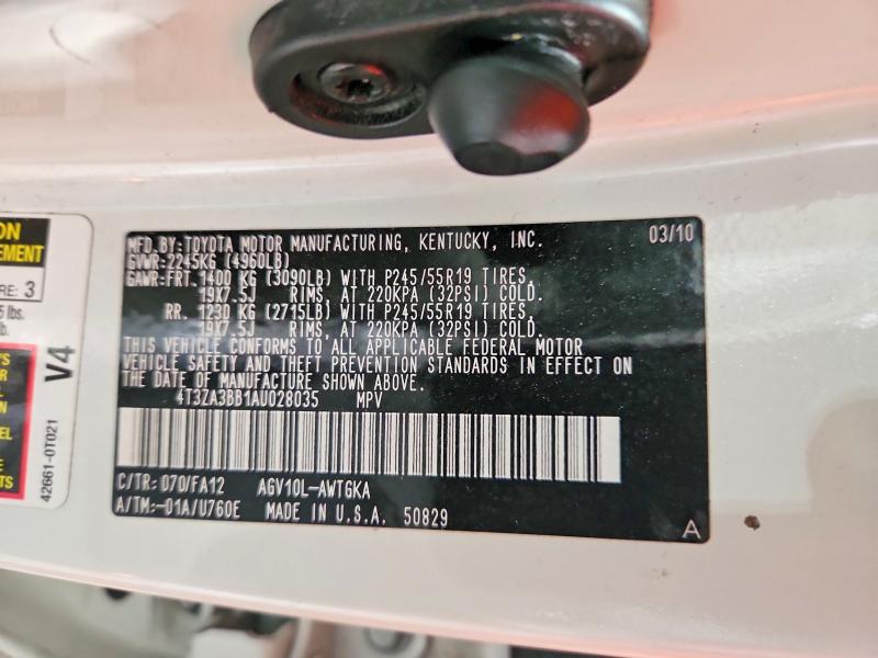 Продаж на аукціоні авто 2010 Toyota Venza, vin: 4T3ZA3BB1AU028035, номер лоту: 70881206