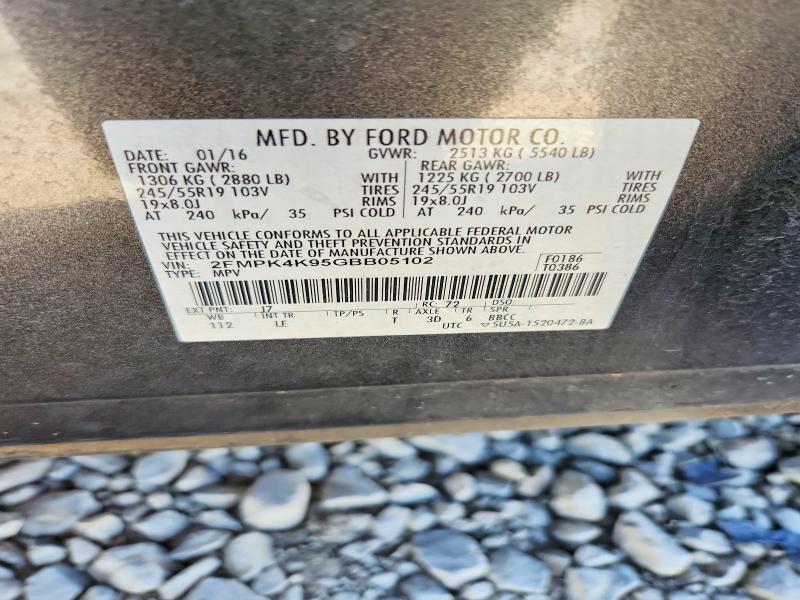 2016 Ford Edge მანქანა იყიდება აუქციონზე, vin: 2FMPK4K95GBB05102, აუქციონის ნომერი: 68251536