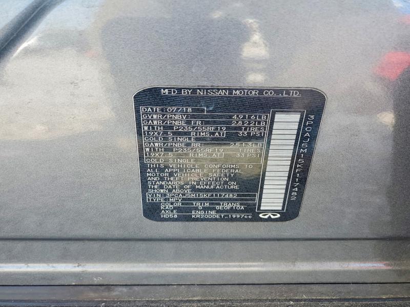 Aukcja sprzedaży 2019 Infiniti Qx50, vin: 3PCAJ5M15KF117482, numer aukcji: 67426666