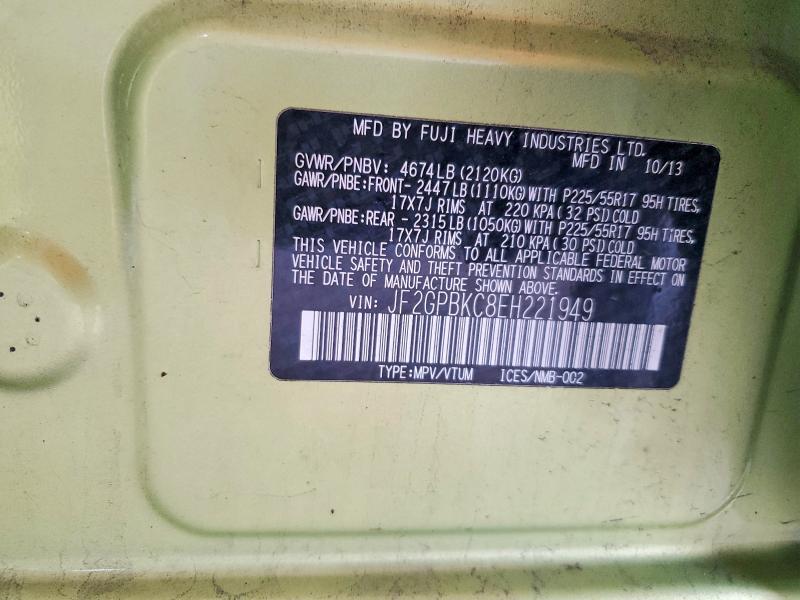 67973576 :رقم المزاد ، JF2GPBKC8EH221949 vin ، 2014 Subaru Xv Crosstrek مزاد بيع