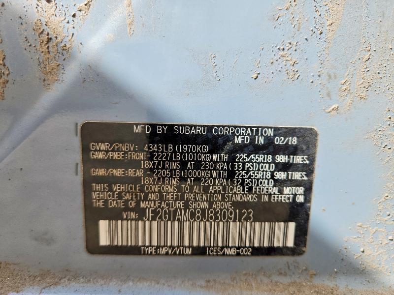 2018 Subaru Crosstrek მანქანა იყიდება აუქციონზე, vin: JF2GTAMC8J8309123, აუქციონის ნომერი: 68671176