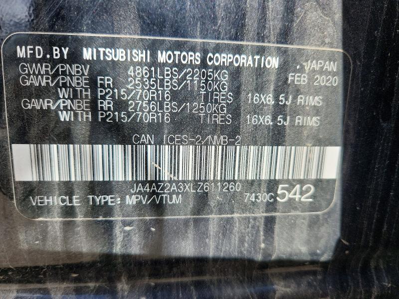 70076226 :رقم المزاد ، JA4AZ2A3XLZ611260 vin ، 2020 Mitsubishi Outlander مزاد بيع