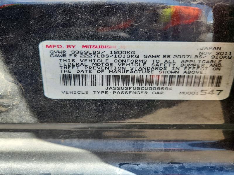 Продаж на аукціоні авто 2012 Mitsubishi Lancer, vin: JA32U2FU5CU009694, номер лоту: 68059786