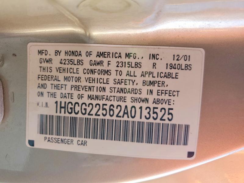Aukcja sprzedaży 2002 Honda Accord, vin: 1HGCG22562A013525, numer aukcji: 70078486
