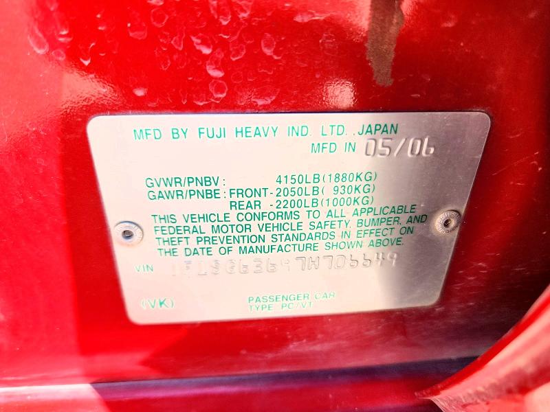67510706 :رقم المزاد ، JF1SG63697H706649 vin ، 2007 Subaru Forester مزاد بيع