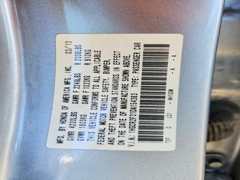 2013 Honda Accord მანქანა იყიდება აუქციონზე, vin: 1HGCR2F31DA154363, აუქციონის ნომერი: 69056896