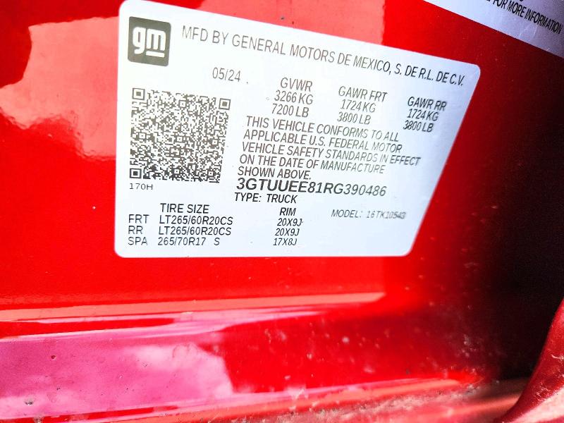 Aukcja sprzedaży 2024 Gmc Sierra, vin: 3GTUUEE81RG390486, numer aukcji: 67073586