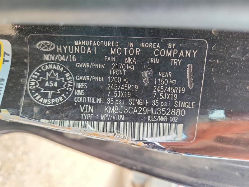 67509476 :رقم المزاد ، KM8J3CA29HU352880 vin ، 2017 Hyundai Tucson مزاد بيع