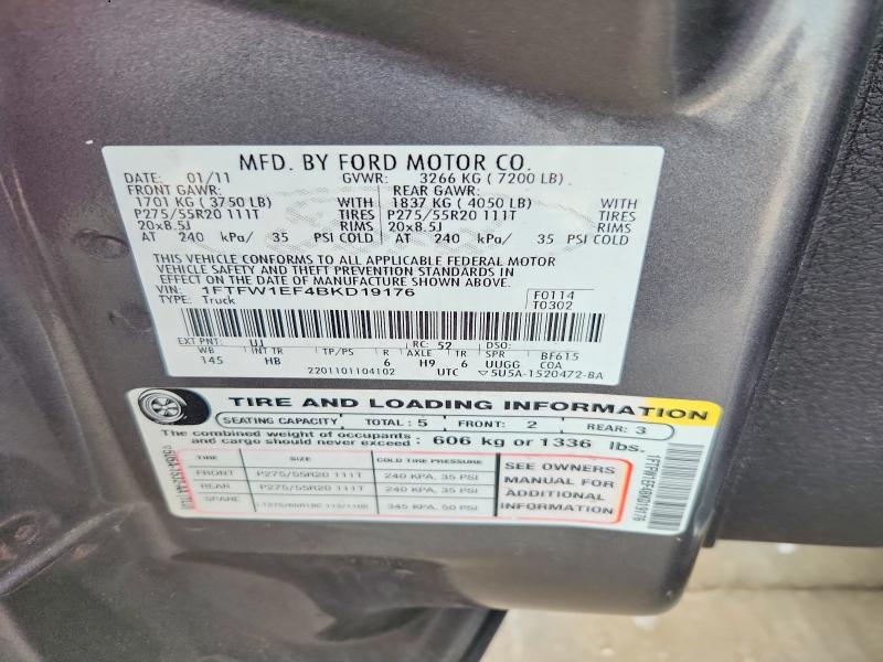 Продаж на аукціоні авто 2011 Ford F150, vin: 1FTFW1EF4BKD19176, номер лоту: 69155106