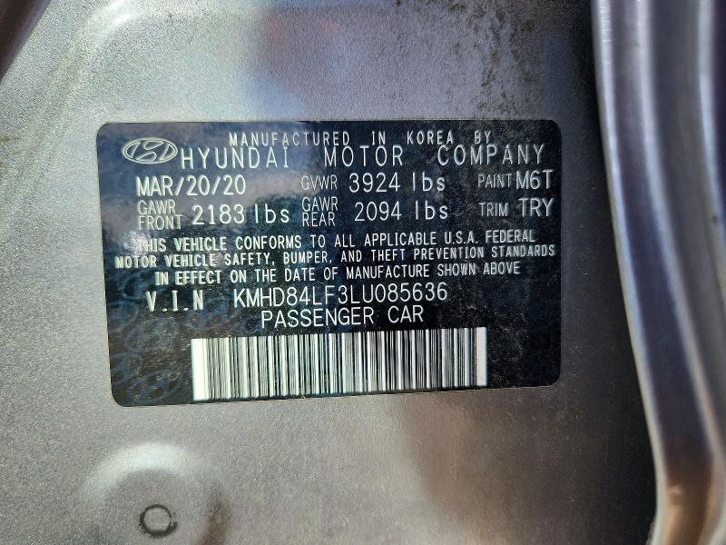 Продаж на аукціоні авто 2020 Hyundai Elantra, vin: KMHD84LF3LU085636, номер лоту: 68163646