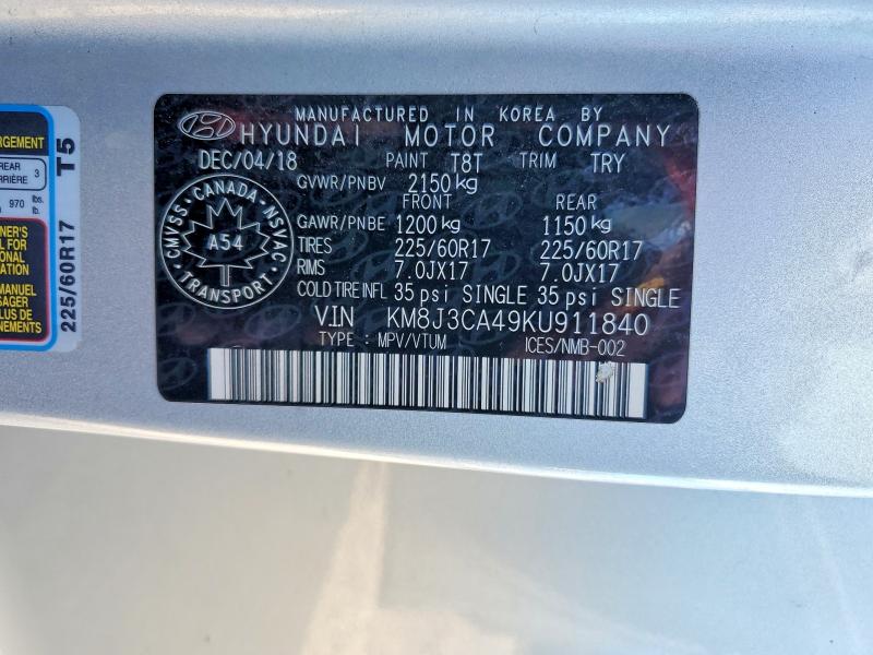 Продаж на аукціоні авто 2019 Hyundai Tucson, vin: KM8J3CA49KU911840, номер лоту: 67493166